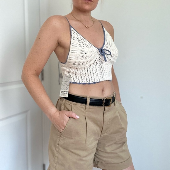 Crochet Knit Bralette with Lace Up Back - Picture 2 of 8